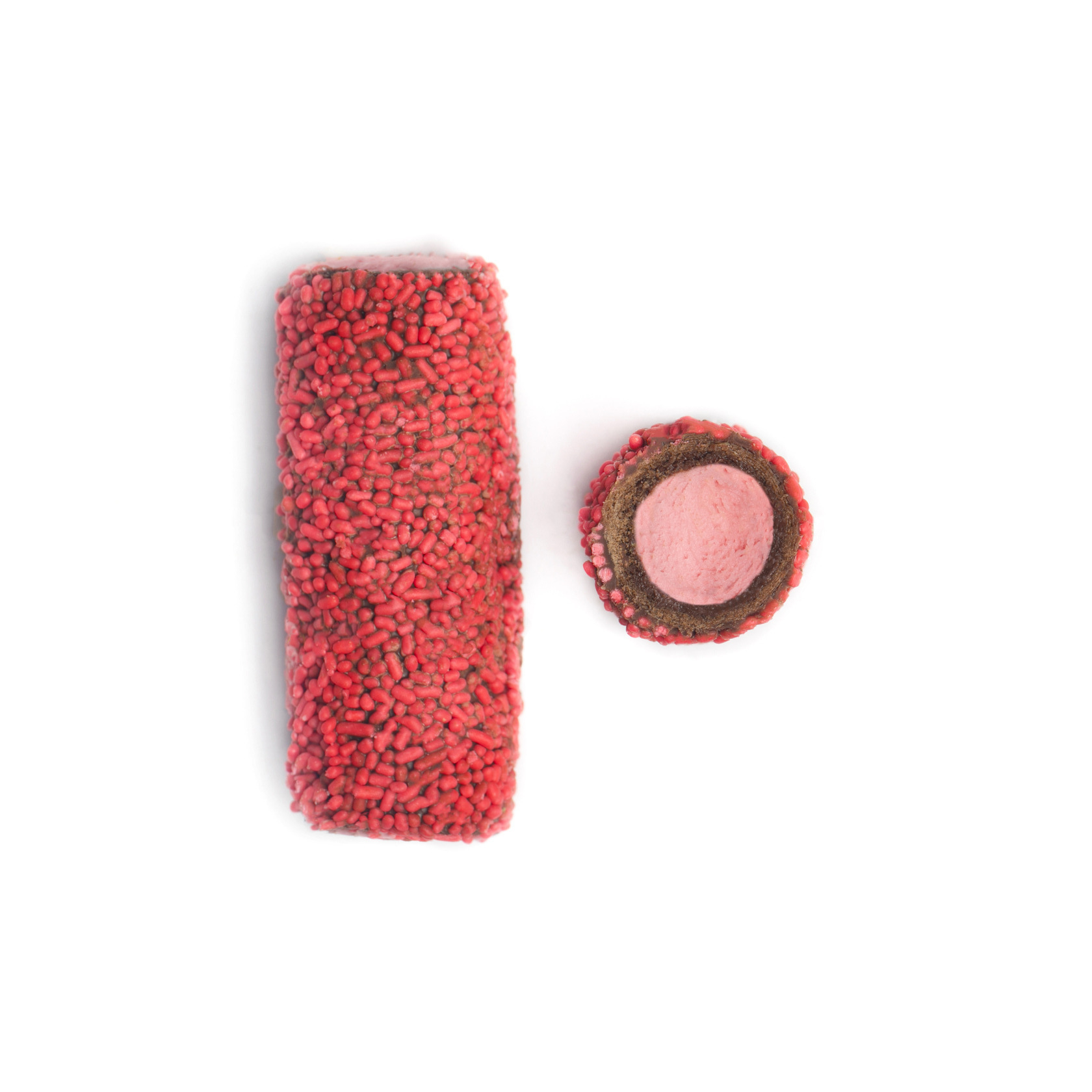 4035 - Πουράκι Φράουλας Τραγανή βάφλα με χρωματιστή τρούφα και γέμιση πραλίνας φράουλα