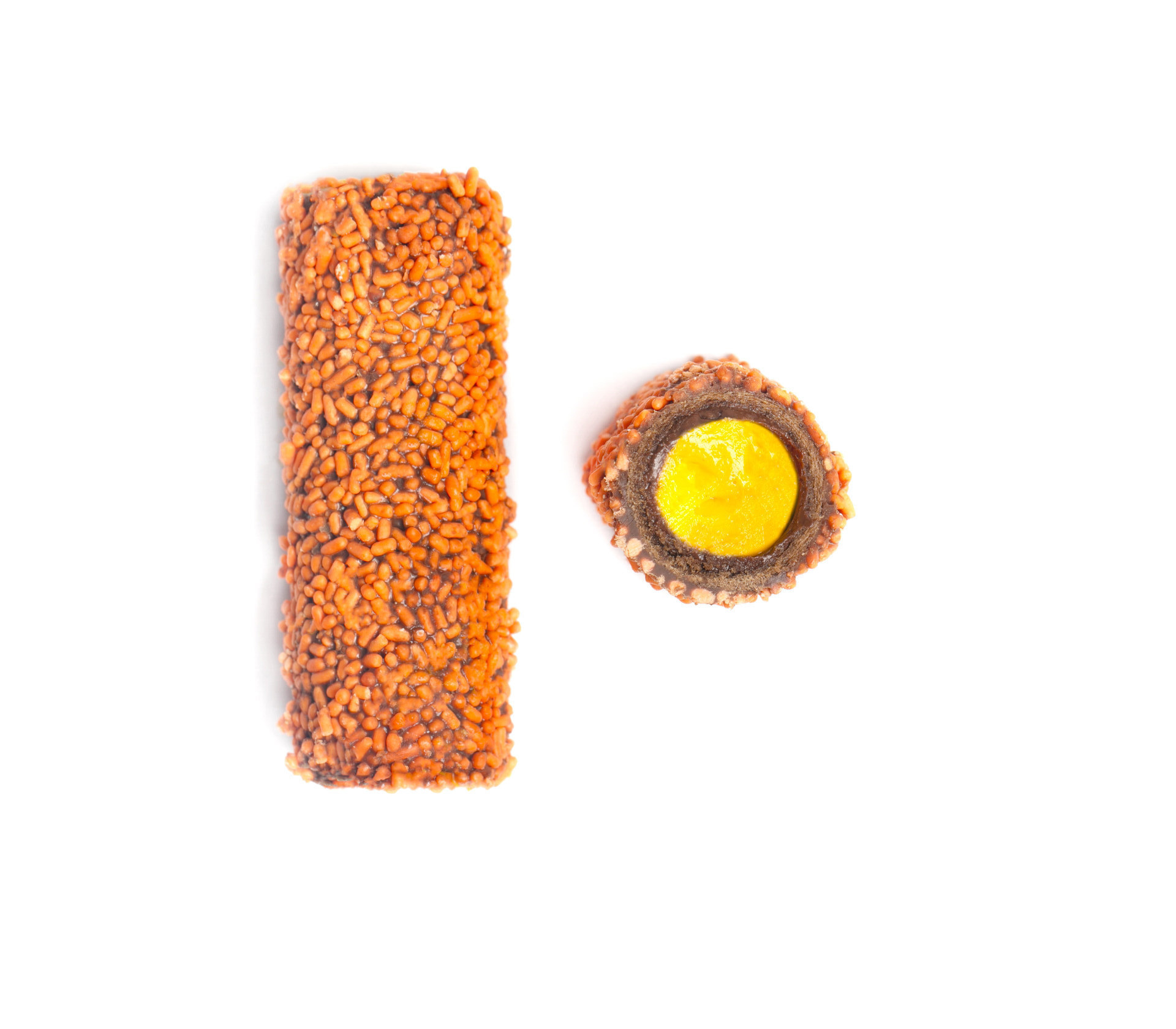 4034 - Πουράκι Πορτοκάλι Τραγανή βάφλα με χρωματιστή τρούφα και γέμιση πραλίνας πορτοκάλι